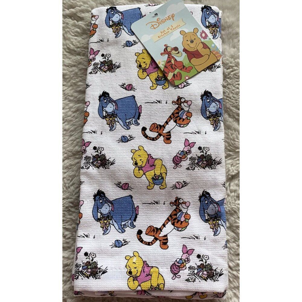 2 Pack Disney Winnie the Pooh & Friends Easter Kitchen Towels 16‎ X 26” NEW